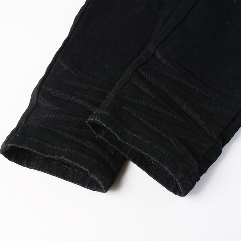Джинсы мужские эластичные облегающие, модные уличные штаны из денима, брендовые дизайнерские брюки из денима в стиле хип-хоп, черные