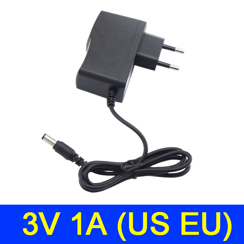 AC 100V-240V DC Power supply Adapter plug Converter 3V 1A 1000ma For LED Strip Light CCTV Charger Switch 5.5mmx2.5mm US/EU plug