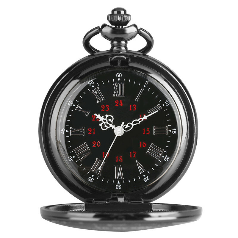 Steampunk I Love You To My Grandson Black Silver Quartz Pocket Watch for Boy Kids Clock Fob Pendant Chain Gift Reloj de bolsillo