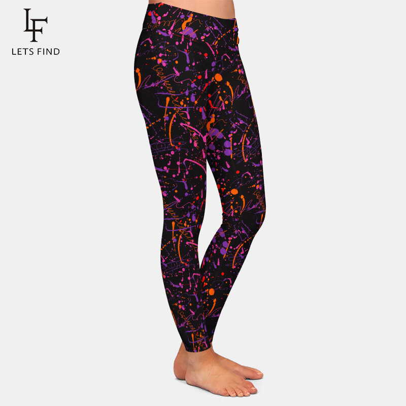 LETSFIND-Mulheres 3D Watercolor Splatter Padrão Imprimir Leggings, Calças Fitness, Leggings Slim, Moda de Alta Qualidade, Novo