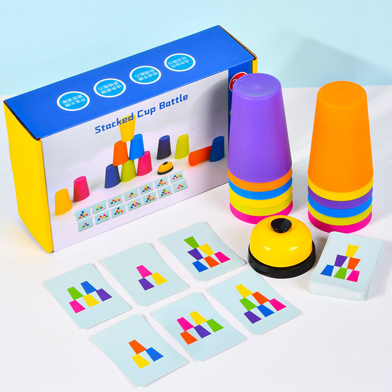 Dzieci układające kubek w gra trenująca mózg poprawy koncentracji zabawki interakcja gry planszowe logiczne szkolenie edukacyjne Puzzle zabawki prezenty