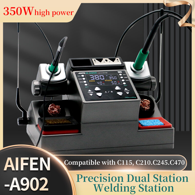 AIFEN A902 납땜 스테이션 C115 C210 C245 더블 스테이션, 용접 재작업 스테이션, 휴대폰 PCB IC 수리 납땜 도구