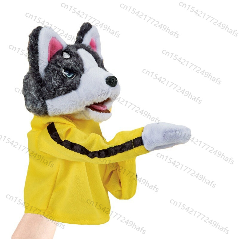 Animal de peluche de boxeo para perro, marioneta de mano interactiva, guante de rendimiento, muñeca de dedo, Husky, lindo regalo