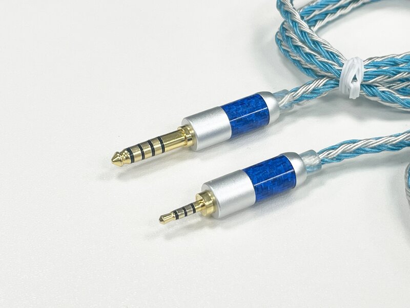 ND earphone berlapis perak enam untai 4.4, kawat diy tingkat demam 2.5mm 2pin 0, 75 kawat upgrade biru dan perak.