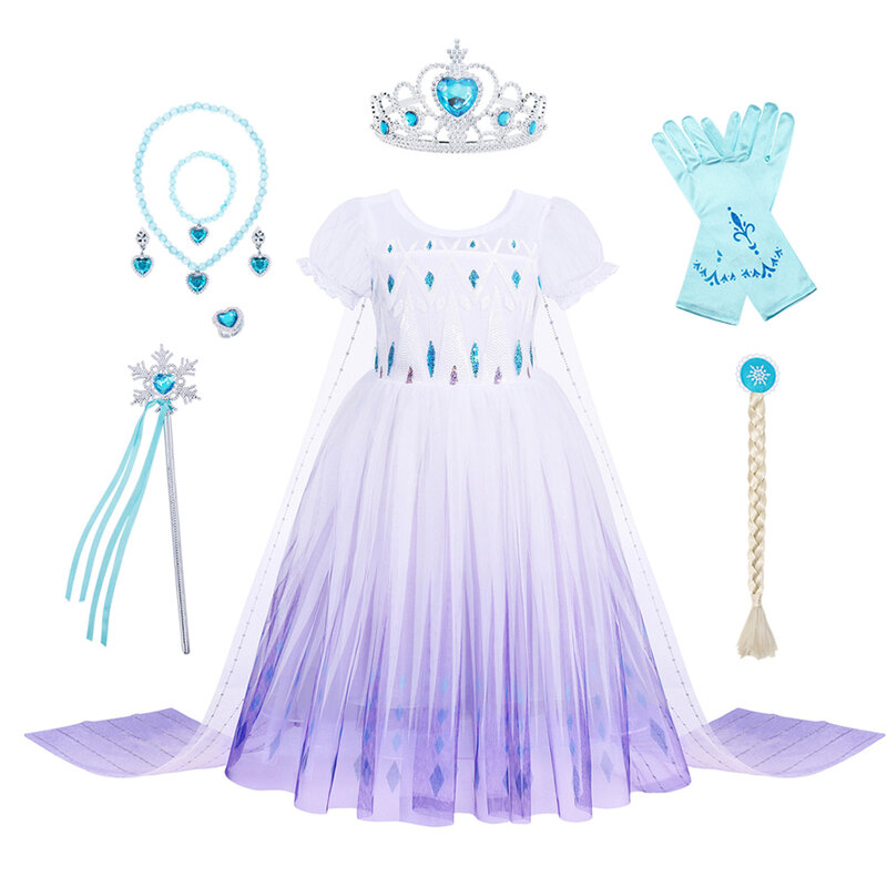 Платье принцессы Эльзы для маленьких девочек, с блестками