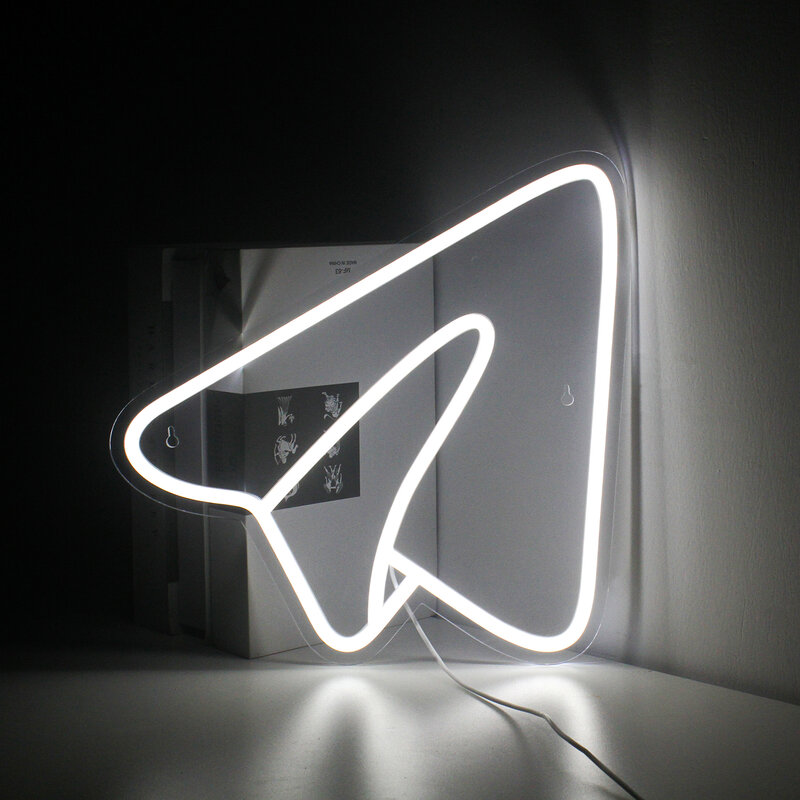 Papierowy Samolot Neonowy Znak Efekt 3D Samolot Projekt Wisząca Sztuka Lampa Ścienna Bar Urodziny Impreza Dom Sypialnia Estetyczny Wystrój Pokoju Prezent