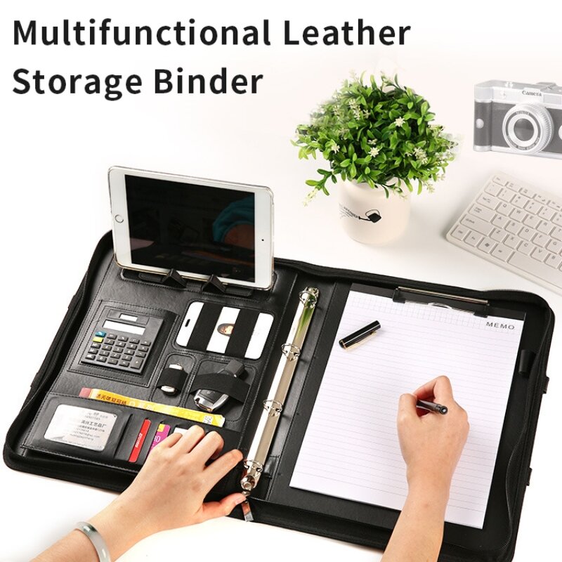 PU Leather Document Portfolio Bag, Premium Custom Logo Design Portfolio, Smartphone Bracket Bag, Pasta de arquivo Storage Bag, 2024