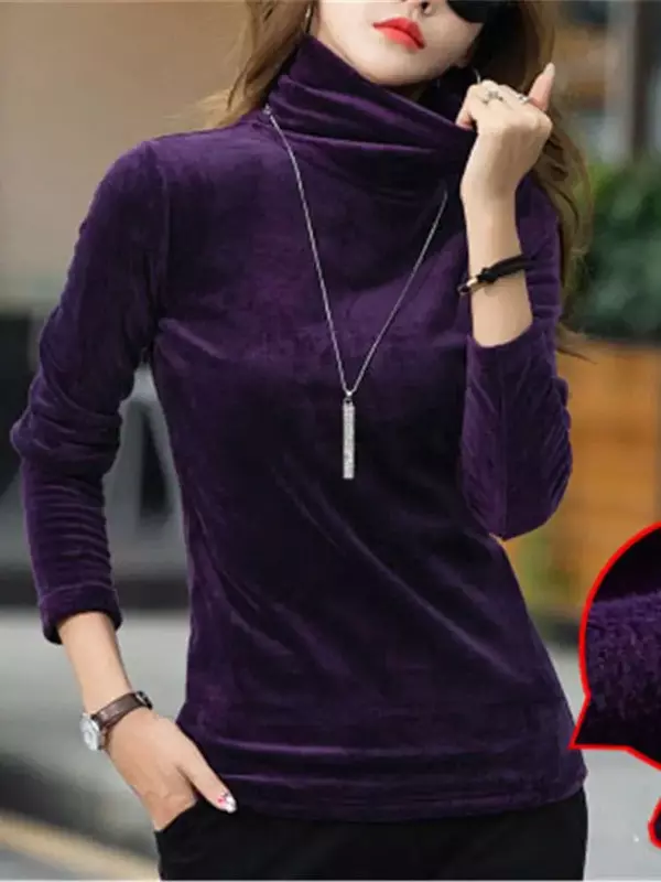Women's Turtleneck Sweater 3XL 4XL Thick Warm Winter Velvet Top Female Solid Pullovers Long Sleeve Warm Ladies Clothes ZL549