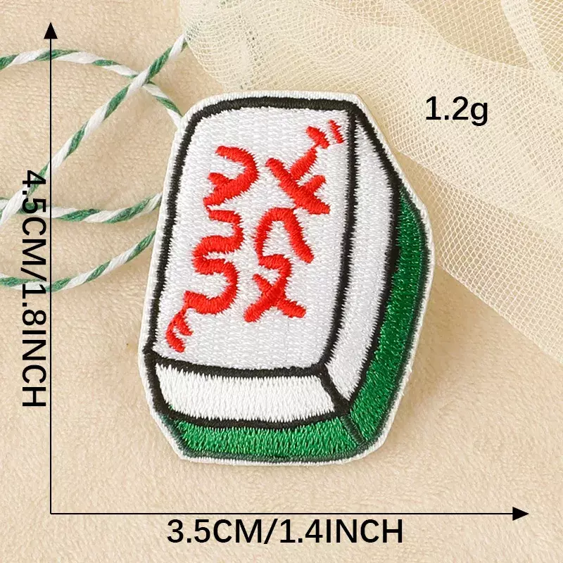 2024 baru tambalan bordir DIY stiker perekat Mahjong merekat sendiri lencana dekorasi Emblem tas pakaian topi aksesori kain