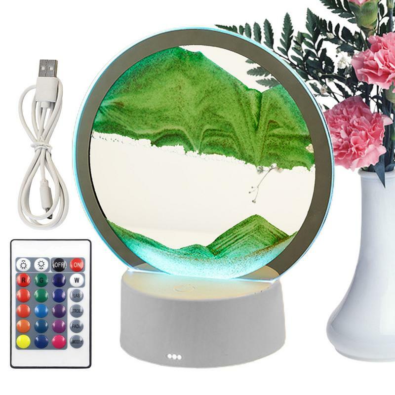 3D Moving Sand Art Lamp, Movimento de líquidos, Carregamento USB, Quicksand Lamp Decor, Desktop Ornaments, Criativo para sala de estar