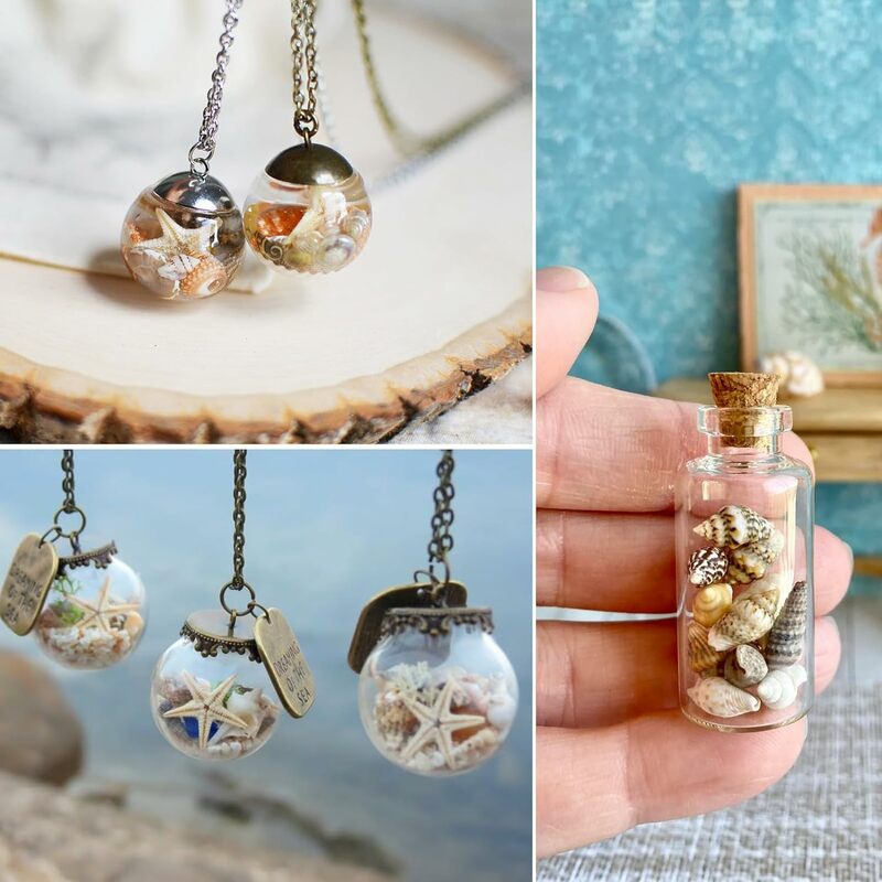 Conchas de mar pequeñas para decoración de conchas marinas, kit de manualidades de resina, decoración artesanal, relleno de florero pequeño, mezcla de 3 estilos