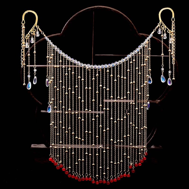 Tocado de velo de borla Retro chino, cadena de aleación, accesorios para el cabello de oreja colgante, tocado de Hada de temperamento de estilo antiguo