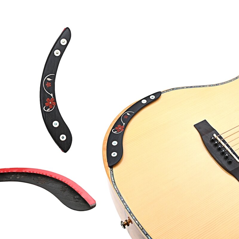 F1FD Kayu Sandaran Tangan Gitar Akustik Dengan Pita Pemasangan Diri Perekat Gitar Lengan Sisanya untuk 39-41 inci Aksesori Gitar