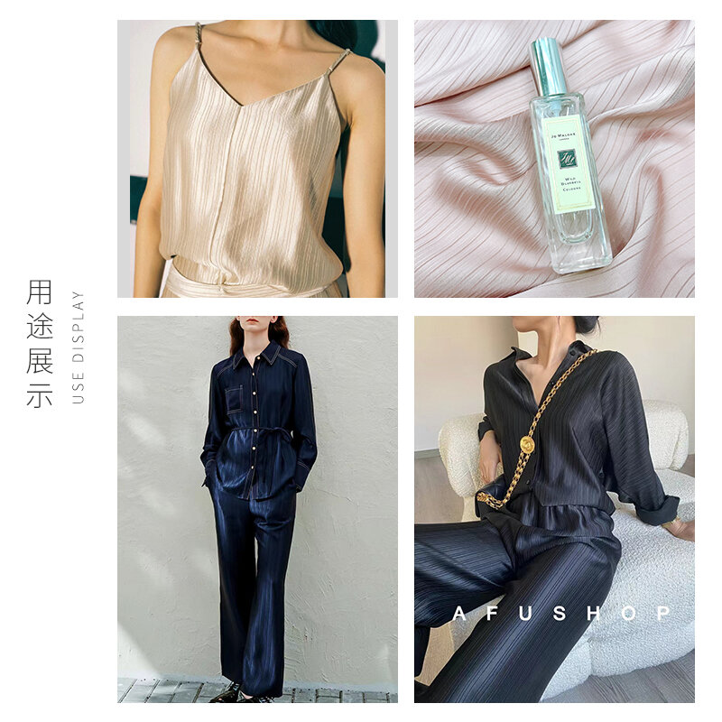 Spring and Summer Striped Imitation Triacetate Satin Fabric Cheongsam Formal Dress Smooth Silk Slip Suspender Skirt Wide