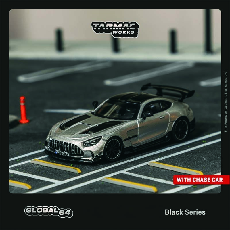 PreSale TW 1:64 AMGGT Black Series Silver Metallic Diecast Diorama Car Model Collection Miniature Toys Tarmac Works