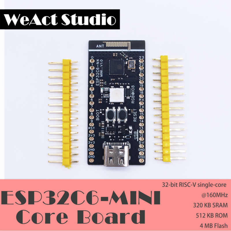 WeAct ESP32-C6-MiNi papan pengembangan ESP32C6 papan sistem Minimum ESP32 papan inti RISC-V Espressif IoT WiFi6 Bluetooth Zigbee