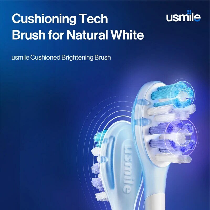 Usmile gepolsterte aufhellende elektrische Zahnbürsten köpfe ersetzen sauberes natürliches Weiß mit Reise abdeckung für alle Modelle-2St