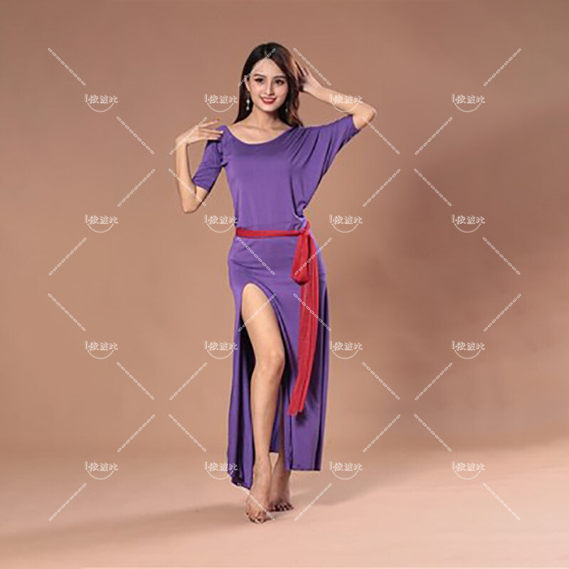 Gaun panjang tari perut Gaun mode latihan seksi gaun pentas Oriental kostum tari panggung Jupes Longues Pour Femmes