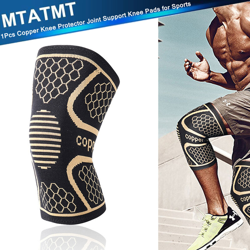 MTATMT 1Pcs Copper Knee Braces for Arthritis,Meniscus Tear,ACL,Sports,Running,Workout Men Women Knee Compression Sleeve Support
