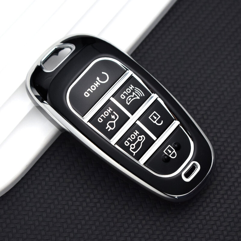 TPU Car Key Cover Auto Shell Fob Case Keychain for Hyundai Santa Fe Tucson 2022 NEXO NX4 Atos Solaris Prime 2021