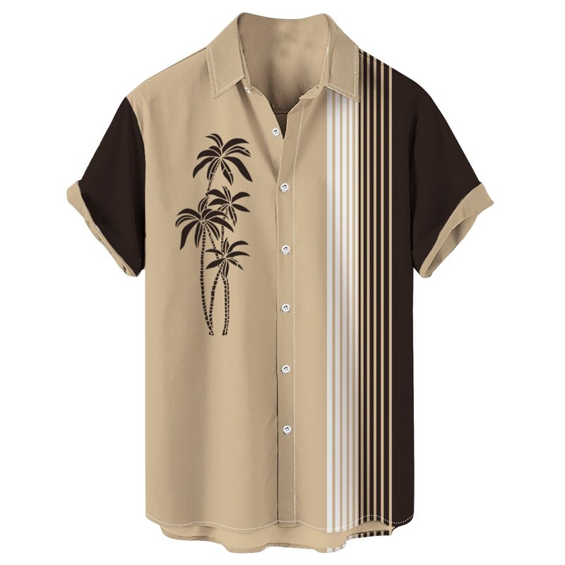 Camisas havaianas masculinas de botões estampados, camisas de manga curta, casuais, elegantes e modernas, cheias de personalidade
