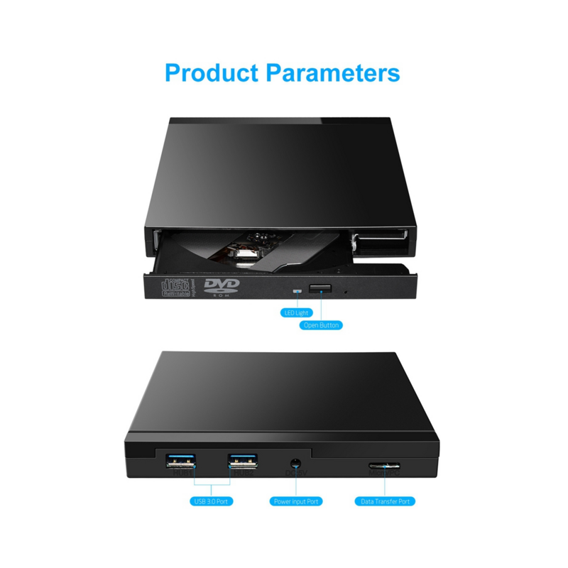 CD externo e DVD Player para PC portátil, unidade óptica, USB 3.0
