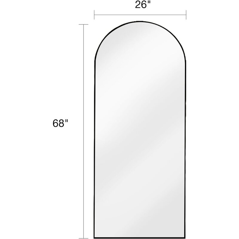 Espejo de longitud completa con soporte, espejo de piso independiente, espejo de pared arqueado, espejo de arco negro de longitud completa (negro)