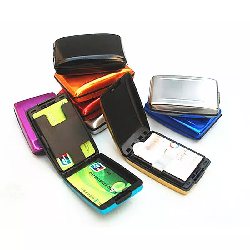 Billetera de Metal de aluminio Anti-escaneo, billetera de bloqueo de crédito, estuche de protección para tarjetas de negocios, monederos, estuche de aluminio para tarjetas de crédito