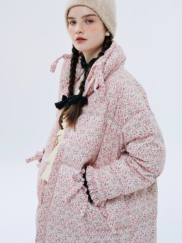 Ima kokoni Winter neue rosa weiße Enten Daunen jacke langen Mantel für Frauen