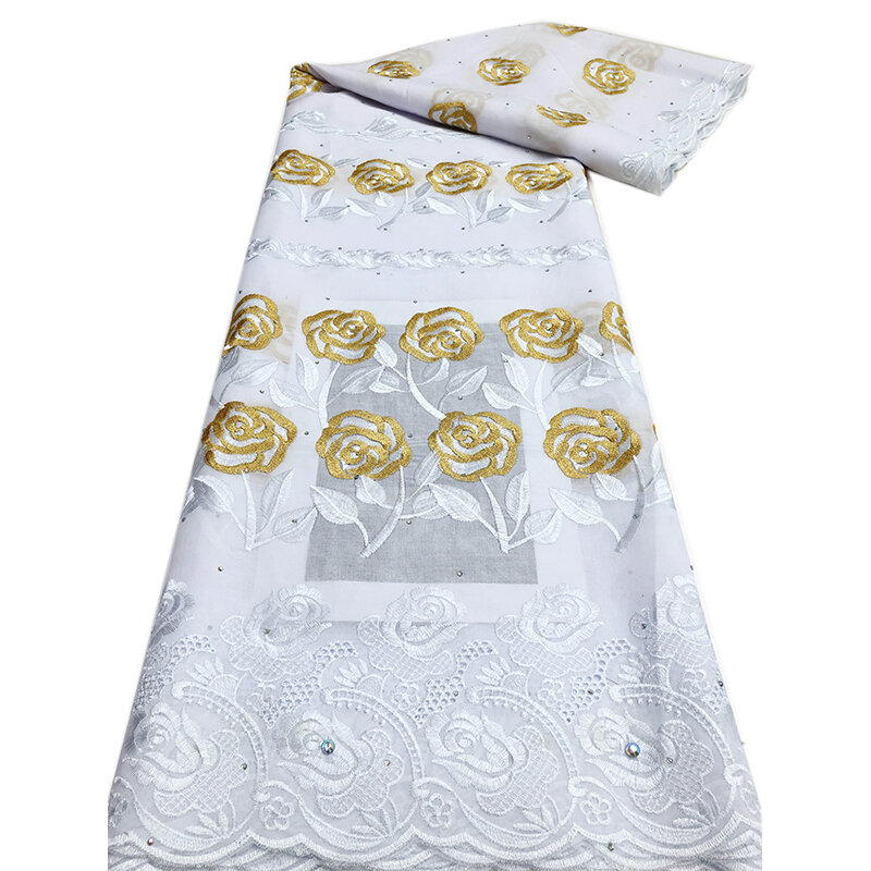 女性のためのアフリカの綿の刺embroidery,スイスのベールのレース,石,結婚披露宴の服,高品質,卸売り,2024