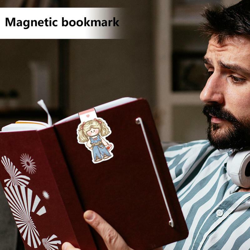 Marcador de libro magnético, marcador de página bonito, marcador de libro de lectura, 2 piezas, portátil, tarjeta de marcado, suministros de papelería
