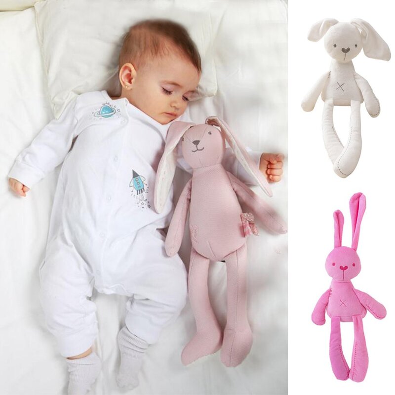 Lalka-królik dziecko śpi wygodna zabawka pluszowa zabawka beżowa przyciąga uwagę dzieci przykuwa uwagę ciekawość dzieci