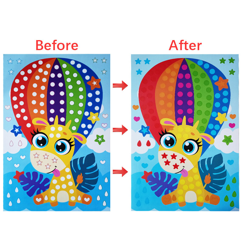 DIY kolorowa kropka mozaika Puzzle naklejki Cartoon zwierząt podstawowa nauka kreatywne zabawki edukacyjne dla dzieci gry dla dzieci prezent