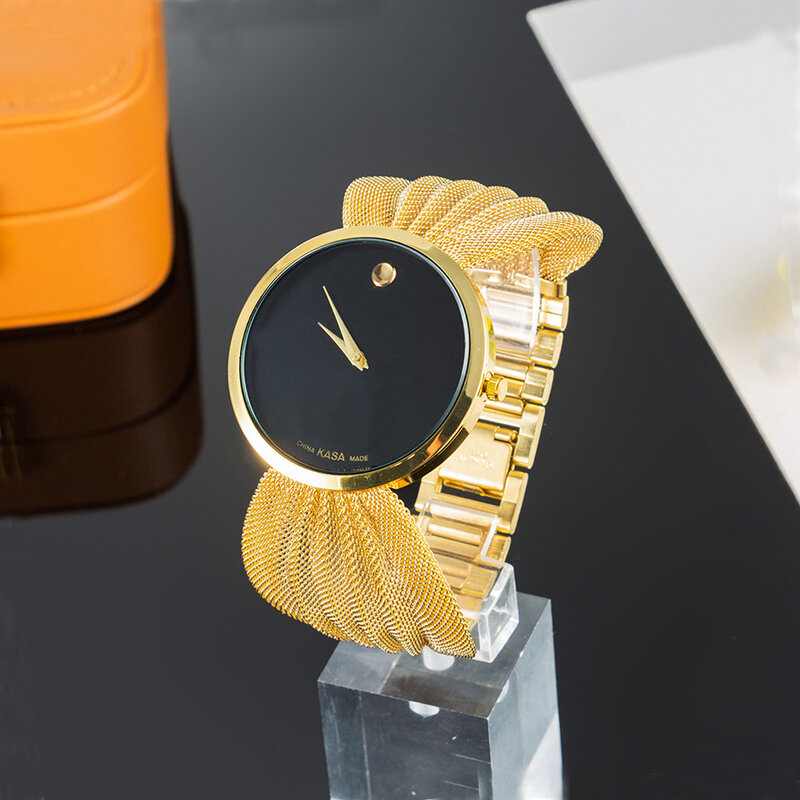 Moda simples relógio com pulseira conjunto para mulheres cinto de malha luxo pulseiras de quartzo caixa de presente para senhoras transporte da gota