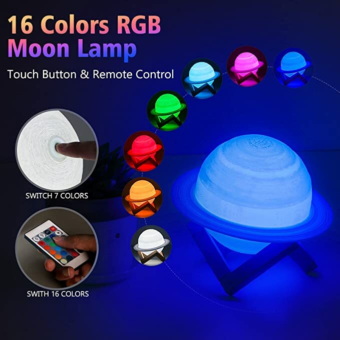 إضاءة قمر بألوان إبداعية ، شحن USB ، ثلاثة ألوان ، تصوير ، غرفة نوم ، جو ، ليل ، جديد