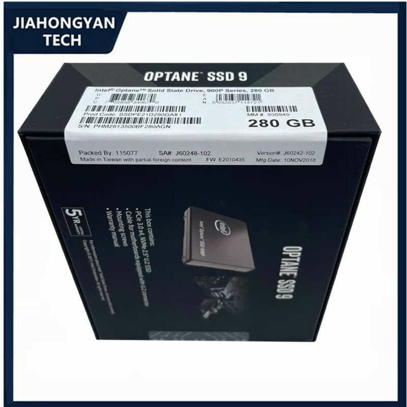 Original For Intel 900p 280G U.2  NVMe For OPTANE SSD SSDPE21D280GAX1