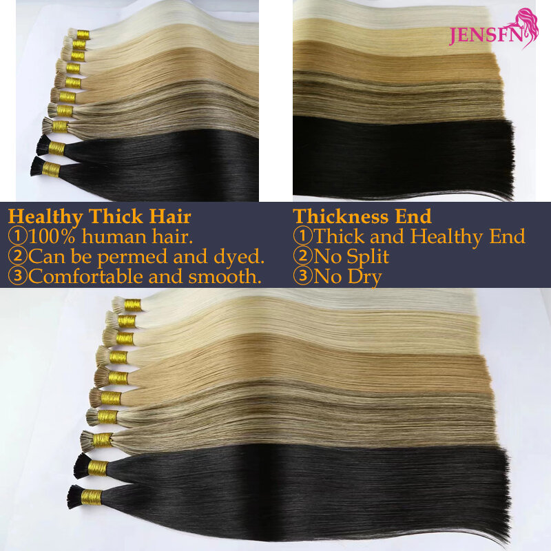 JENSFN Straight  I Tip Hair Extensions 1g/Strand  16"-26"Inch  Remy Natural Fusion Human Hair Keratin Capsule Brown Blonde Color