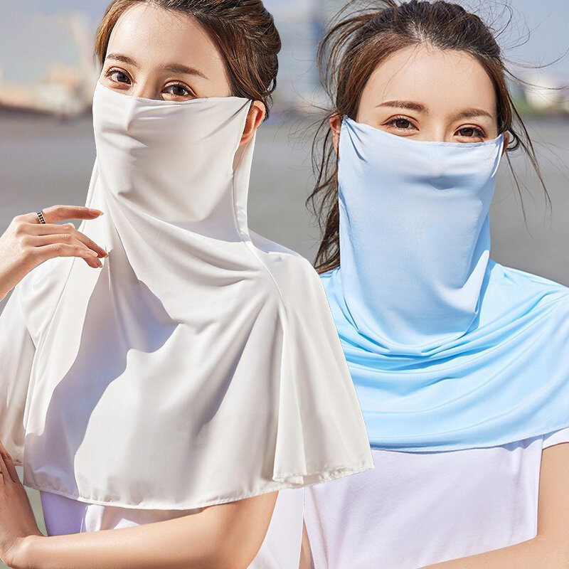 Protezione UV copertura avvolgente per il collo per le donne bavaglino per la protezione solare maschera in seta di ghiaccio copertura per il viso traspirante copertura avvolgente per il collo ciclismo campeggio