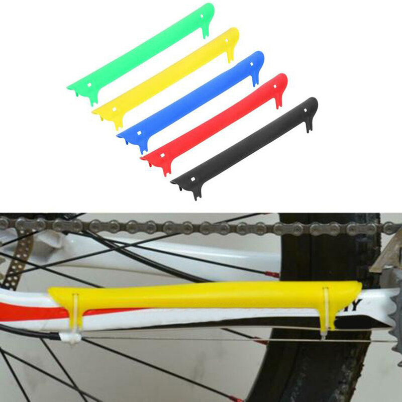 1 buah plastik warna-warni pelindung rantai sepeda pelindung rantai bersepeda tetap pelindung bingkai penjaga Aksesori berkendara sepeda