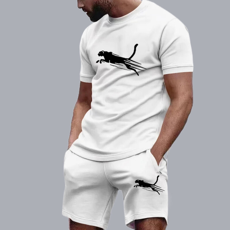 남성용 통기성 반팔 티셔츠 및 반바지 2 종 세트, 캐주얼 피트니스 조깅 운동복, 힙합, 여름 핫 세일