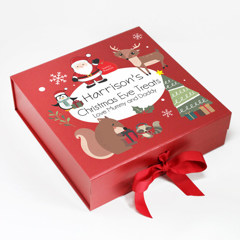Caja de cartón de papel con logotipo personalizado, embalaje de Nochebuena, caja de regalo con cinta cerrada