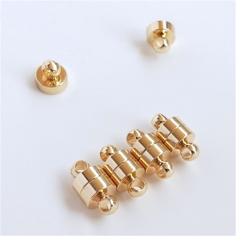 14K argento spesso cilindrico forte fibbia magnetica braccialetto collana magnete connessione chiusura accessori gioielli fai da te B842