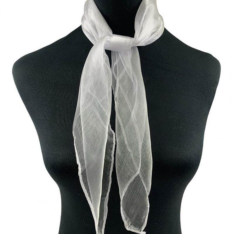 2 pezzi fazzoletto di colore solido sciarpa quadrata multiuso fazzoletto quadrato da ballo donna sciarpa da hostess in rete di garza da collo
