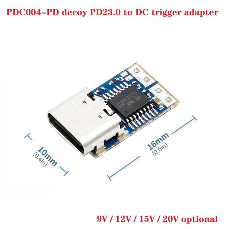 PDC004-PD modul umpan PD23.0 ke DC kabel ekstensi pemicu QC4 pengisi daya Tipe C PD umpan (12V)