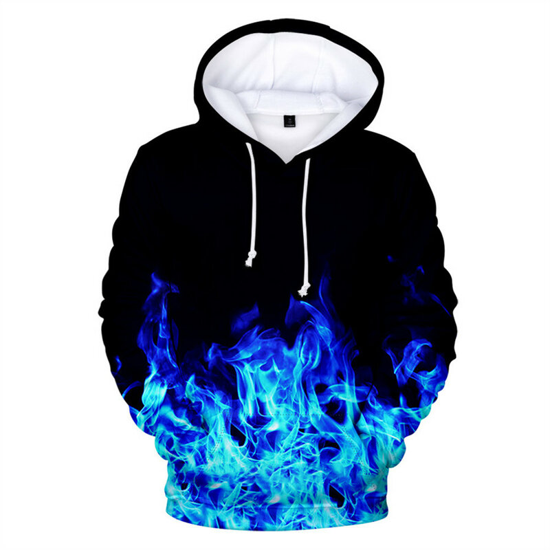 New Colorful Flame Hoodie 3D Sweatshirt Men Hooded Pullover Autumn and Winter Coat Men's Clothing Funny Jacket Black Hoodies Top