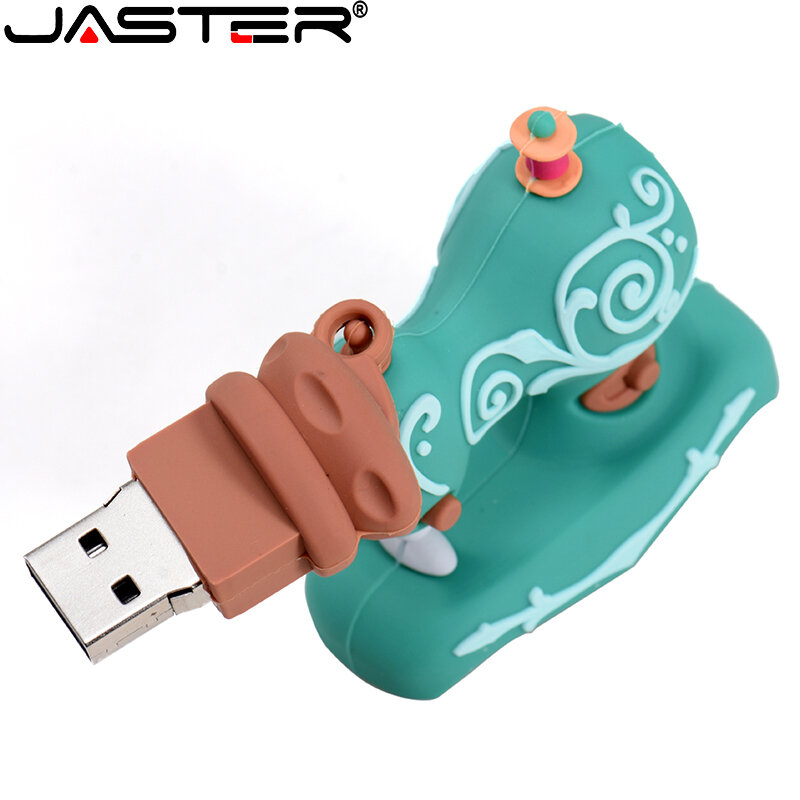 JASTER Pendrive 128GB USB 2.0, Flash Drive 64GB kartun set penuh penjahit mesin jahit gunting Drive 32GB 16GB memori Disk