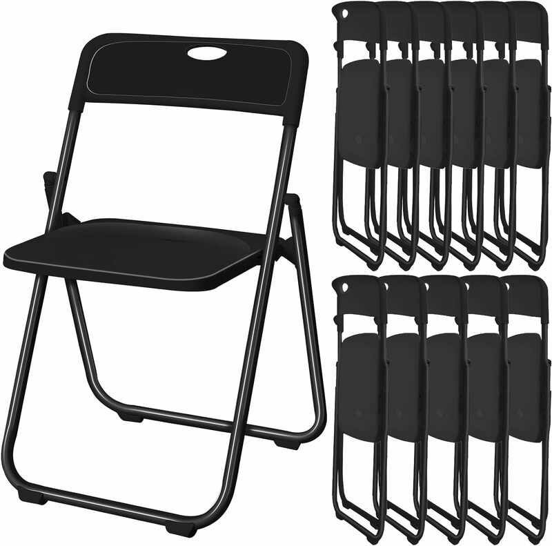 Chaise pliante en plastique et acier, chaises de salle à manger pliantes en vrac, chaise rigourcommerciale, cadre en acier, 12 pièces