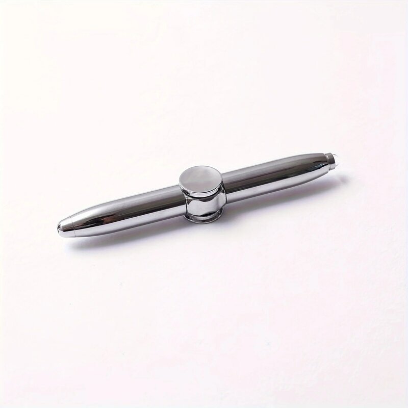 1Pc Roterende Pen Met Led Licht, Decompressie Balpen, Leuk Speelgoed Anti Stress Roestvrij Staal Fidget Spinner