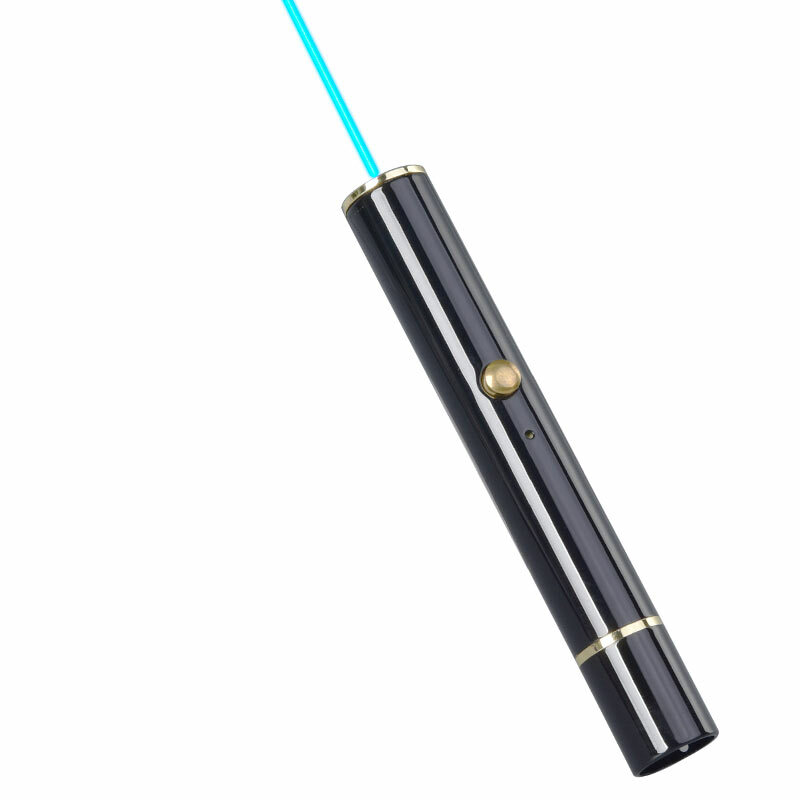 Puntero láser cian de 500-510nm, bolígrafo láser verde de 532nm, bolígrafo de puntero de haz recargable por USB incorporado de 650nm