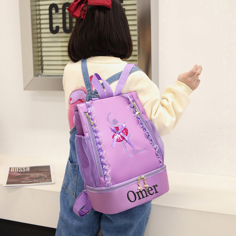 Bolso de baile con nombre personalizado, mochila de baile de hombro para niños, bolsa de libros de Ballet latino, bolsa de Baile de Princesa para niñas